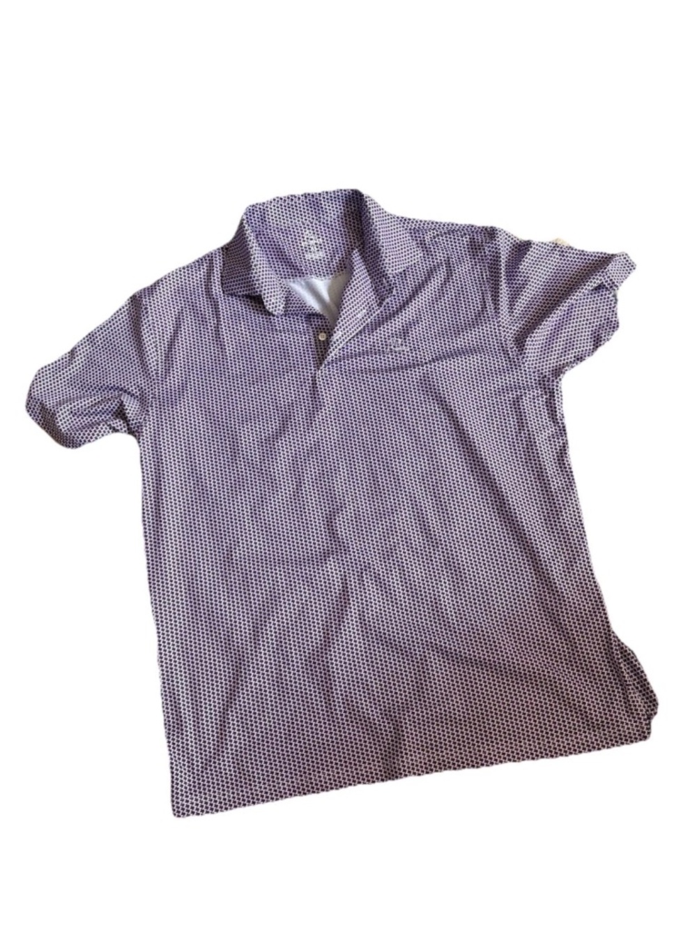 Rhoback Men's XL "The Don't Mess" Texas State Print Polo – Purple/White